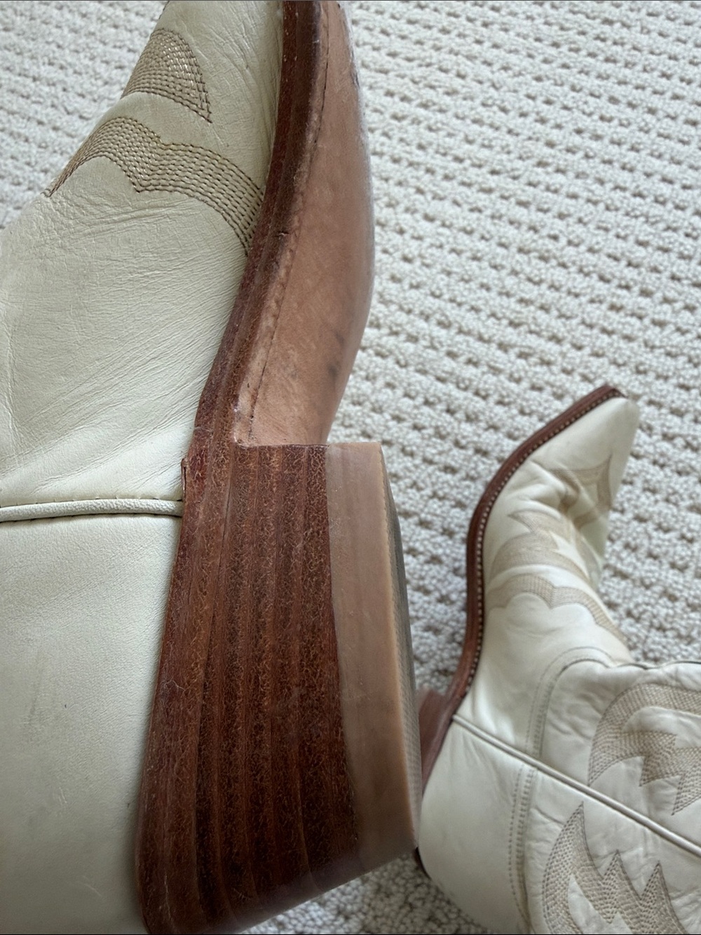 Authentic Lucchese Cream Western Cowboy Boots - Picture 6 of 7